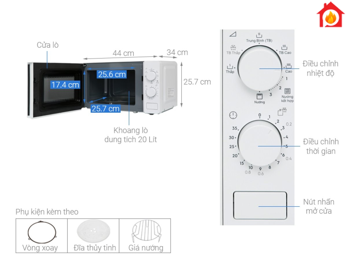 Thông số kỹ thuật Lò vi sóng Electrolux EMG20K38GWP 20 lít