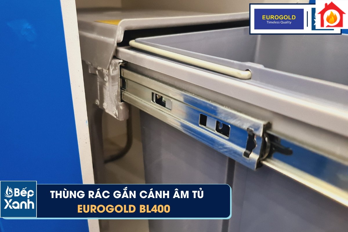 Thùng rác âm tủ Eurogold BL400 ray trượt giảm chấn